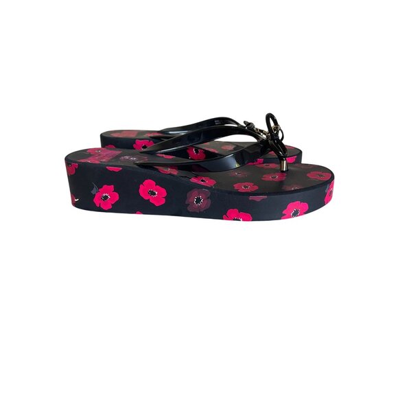 Kate Spade Size 10 Rhett Flip-Flop Rubber Bow Platform Pink Floral - Picture 1 of 8
